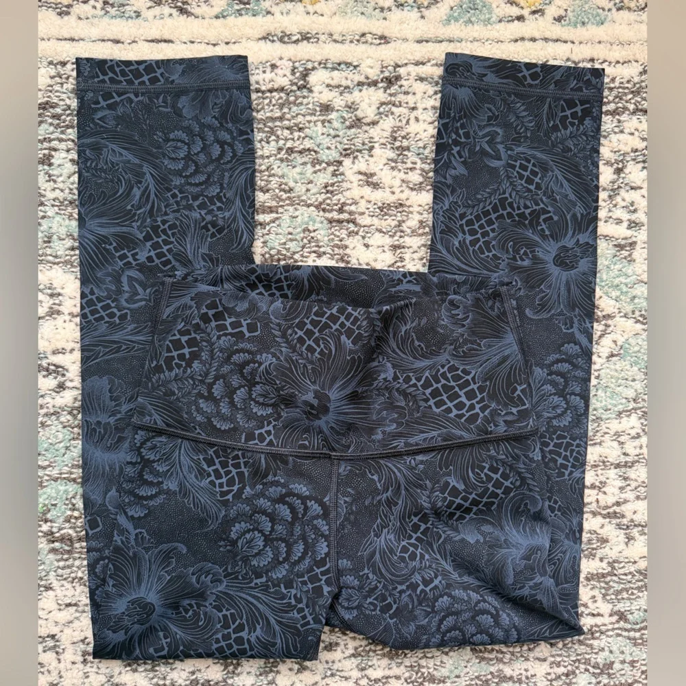 Lululemon Wunder Under Hi-Rise Crop Nouveau Mach Blue Black